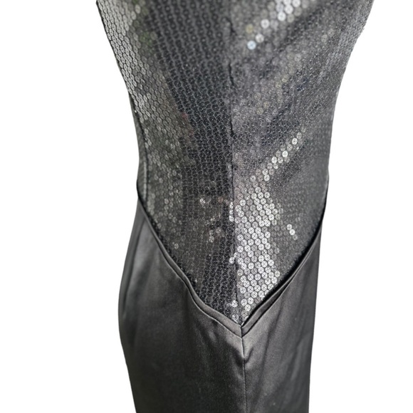 Vince Camuto Sequin Cut Out Cocktail Dress Black Satin & Sequins Size 4 - Picture 9 of 15